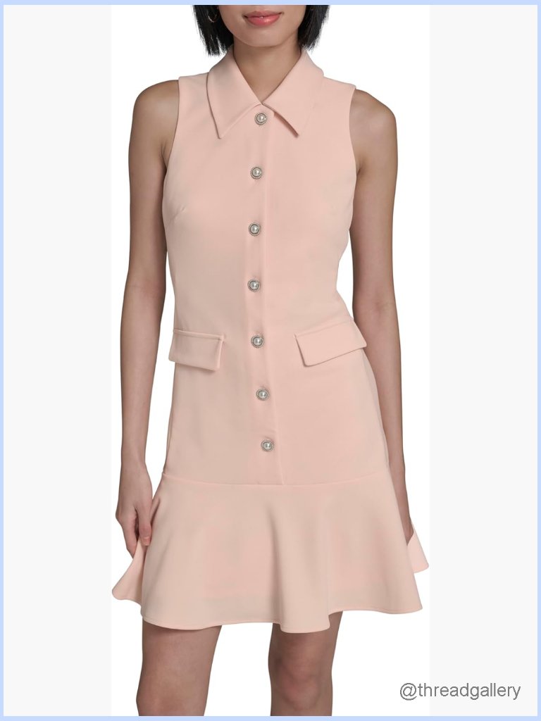 Sleeveless Collared Button Front A-Line Mini Dress Workwear